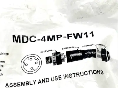 MDC-4MP-FW11 | Mencom  Field Wireable Connector Micro-DC M12 Male 4-Pin 5-10mm PG11 - New