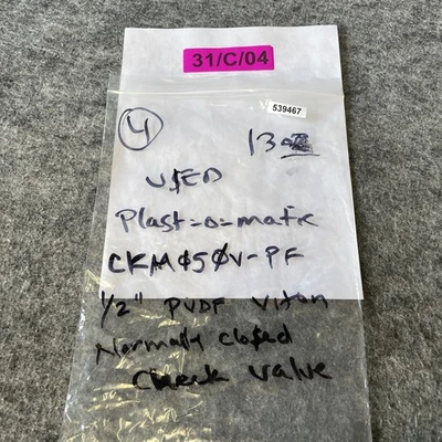 Used Plast-O-Matic CKM050V-PF Valves/Fittings California US | Davliegogo LLC #1732685