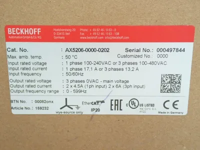New | in-Stock BECKHOFF AX520600000202 Servo Drives Ohio US | HGR 24 #878635