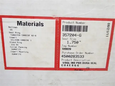 Flowserve 357204-G 1.750" Dura-Seal Kit 109020 New NIB