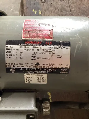 U S Motors Unimount 125 2Hp. 3 Phase Motor