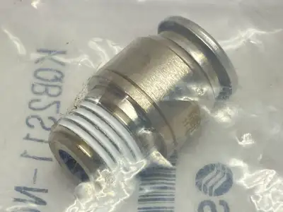 NEW SMC FITTING 3/8 IN TUBE - 1/4 NPT METAL ONE-TOUCH LOT OF 2