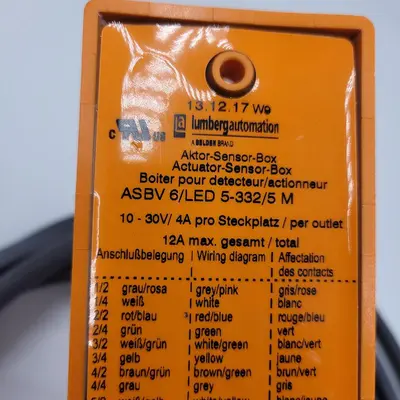 New | in-Stock LUMBERG LUMBERG AUTOMATION ASBV 6/LED 5-332/5M DISTRIBUTION BOX, M12, 6 PORT *NEW* Cable & Wire | ND Industrial Surplus #1218512