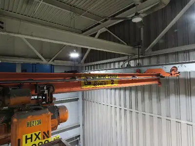 Cleveland Tramrail P&H 1 Ton Single Girder Underhung Bridge Crane 14' Span