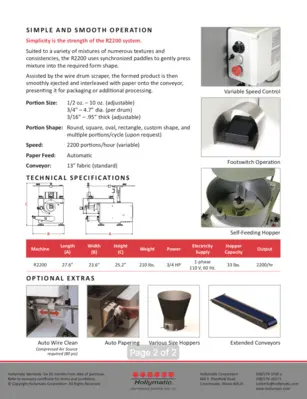The Hollymatic R2200 Self Feeding Portion Machine