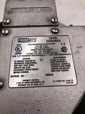 Proximity EXGFD3DA Hazardous Locations Level Control 15A 125/250VAC