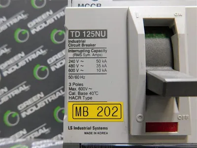 LS Industrial TD 125NU Circuit Breaker 600VAC 50/60Hz 80A TD125FTU Trip Used