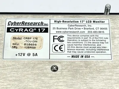 CRBF 17E-TCU-DM | Cyber Research  CYRAQ 17 High Resolution 17" LCD Touch Monitor - Used