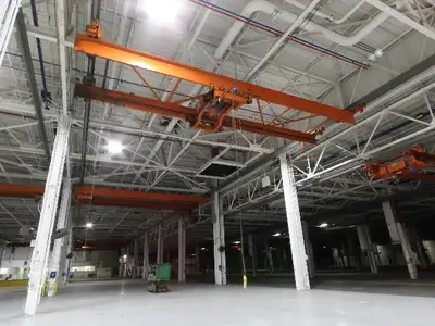 Cleveland Tramrail P&H 10 Ton Double Girder Underhung Bridge Crane 43' Span