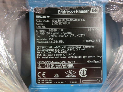 3" 150# Endress + Hauser Magnetic Flowtube model 10W80-PLOA1RAOB4AA , Unused Condition