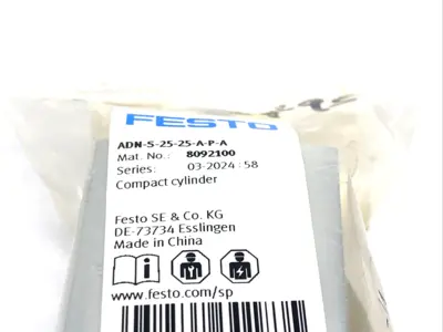 ADN-S-25-25-A-P-A, 8092100 | Festo ADN-S-25-25-A-P-A Compact Cylinder 25mm Bore 25mm Stroke 8092100 - New