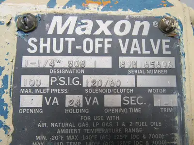 Maxon 1-1/4"-808 Gas Shut off 100PSI