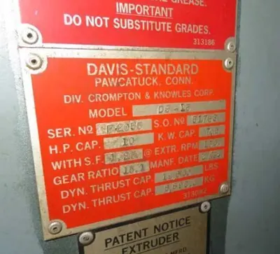 1996 DAVIS STANDARD DS-15 EXTRUDER PLASTIC 1 - 1.99" | Perry Equipment (6)