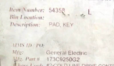 NEW GENERAL ELECTRIC 173C9250G2 KEYPAD 88JB2