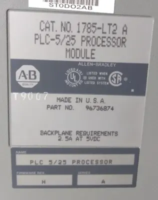 Allen Bradley 1785-LT2/A PLC-5/25 Processor Module Loc3C32