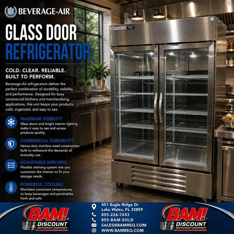 Used BEVERAGE-AIR HBR49HC-1-G Display Refrigerators Florida US | BAM Discount Restaurant Equipment #1393593