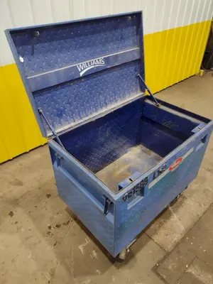 61" X 31" x 39" BLUE STEEL PORTABLE JOB BOX: STOCK 20055
