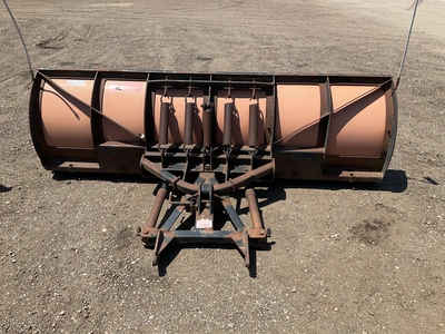 Boss 8’ straight blade snowplow, poly face, bolted on metal cutting edge. Spring trip, hydraulic ang...