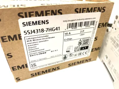 USED SIEMENS MINIATURE CIRCUIT BREAKER 3-POLE 15A C-CHAR.