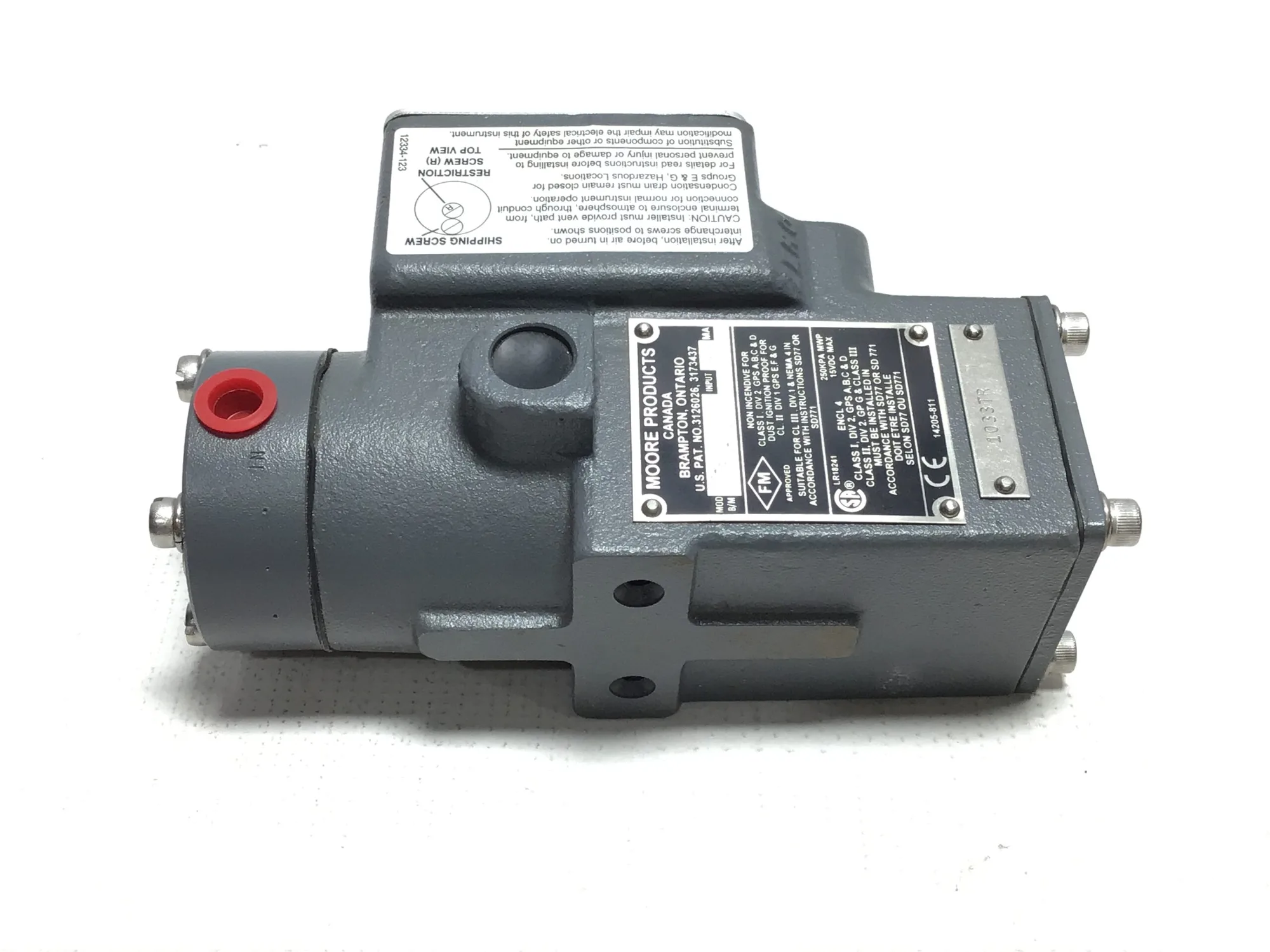 Moore 77-16 Transducer Input 16mA 15VDC Max 250kPA