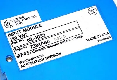 NEW WESTINGHOUSE NL-1032 INPUT MODULE 120 VAC, STYLE 7381A86 G01-B, NL1032
