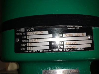 Fisher V-Ball Control Valve Size 3" Type V200, Unused