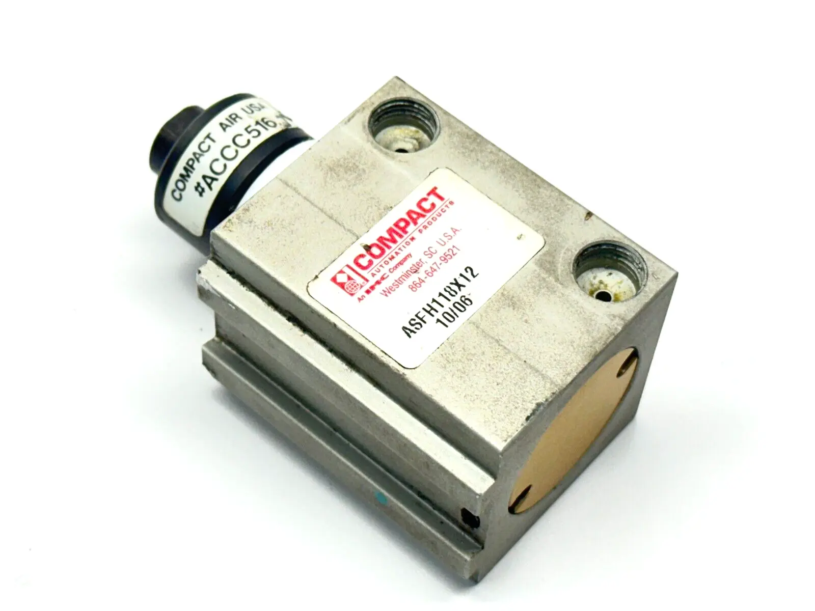 ASFH118X12, ACCC516 | Compact Air ASFH118X12 Pneumatic Cylinder 1-1/8" Bore 1/2" Stroke w/ ACCC516 - Used