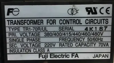 FUJI ELECTRIC TR1-70R/UL Control Circuit Transformer (new no box). 4C