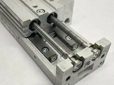 USED SMC PNEUMATIC GUIDED CYLINDER SLIDE TABLE 12MM BORE 50MM STROKE