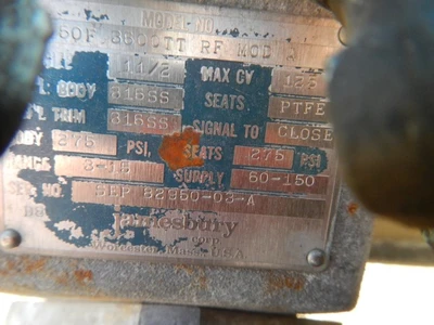 Jamesbury 1 1/2" 150 Rating, 316 Stainless Flanged Control Valve