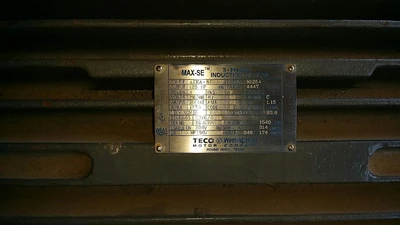 TECO Westinghouse 125 hp, 1775 rpm, 444T frame motor