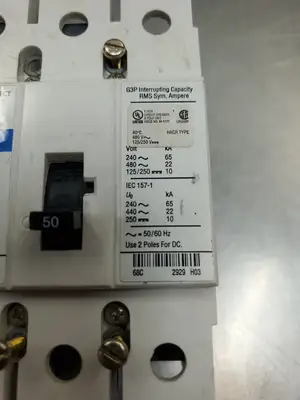 Used AutomationDirect G3P-22k Circuit Breaker, 50A, 240-480VAC/125-250DC Circuit Breakers South Carolina US | Palmetto Automation #1512089