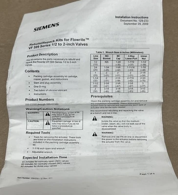 NEW Siemens Building Technology 599-03332