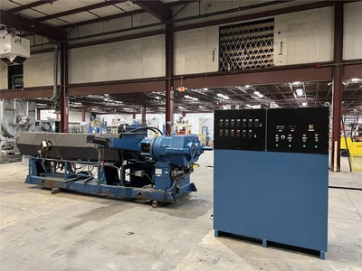 4.5" John Brown/Egan Ram Stuffer Extruder, 32:1 L/D, 250 Hp AC Motor