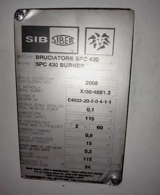 USED 2008 SIB SIBER S.R.L. MODEL 220 BURNER