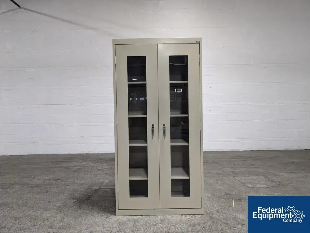 USED Global Containment System Global Industrial Glass & Steel Storage Cabinet
