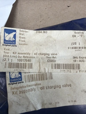 New Sabroe 3184.363 Kit Assembly Oil Charging Valve Danfoss 148B3745 Warranty