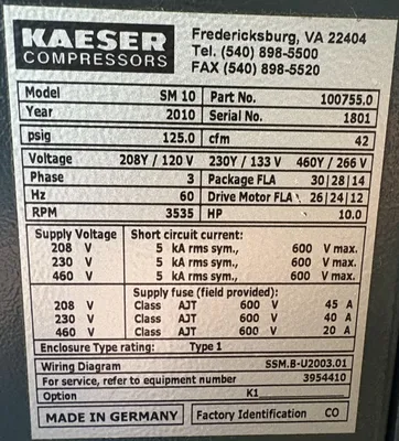 2010 KAESER SM10 Rotary Screw Air Compressors | ESS Industrial Equipment Sales (6)