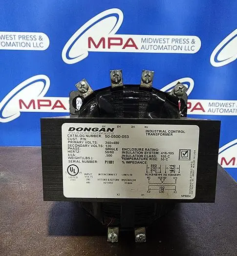 Used DONGAN 50-0500-053 Transformers Michigan US | Midwest Press and Automation #563514