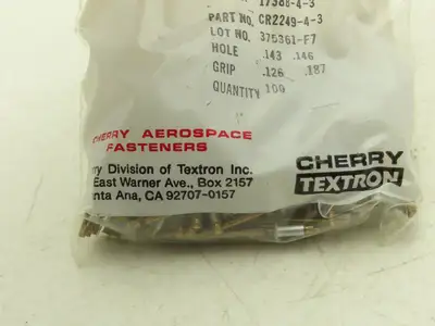 Cherry Rivet CR2249-4-3 Aircraft Grip Rivets .143-.146"  Lot of 100pcs