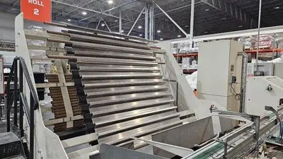 108" WIDE UNIVERSAL TISSUE TECHNOLOGY BRT/KRT REWINDING LINE W/4 LANE LOG SAW