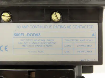 Allen Bradley 500FL-DOD93 Motor Starter Lighting Contactor 600V 3Ph 100A