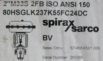 NEW SPIRAX SARCO M237K5590 ACTUATOR VALVE 2"M33S 2FB 80HSGLK237K55FC24DC