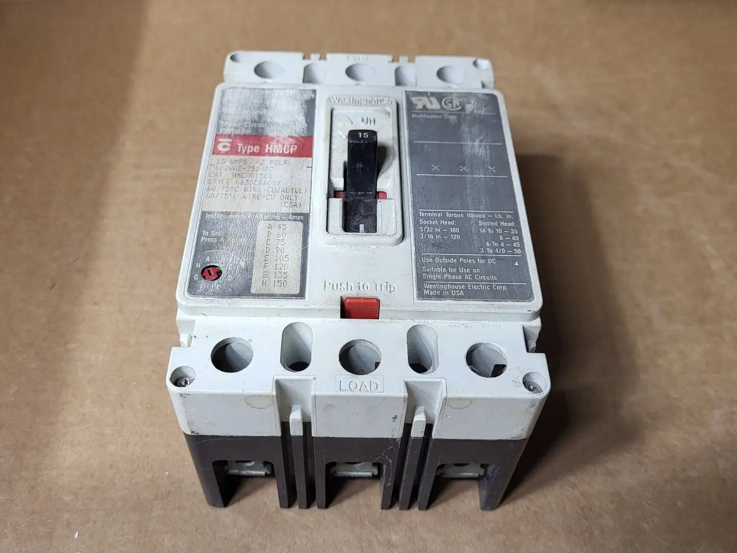 USED WESTINGHOUSE HMCP015E0C