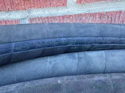 USED STEAM KING 205MB 1" 2 WIRE BRAID 250 PSI 232" FLEXIBLE HOSE W/ 1" NPT FITTINGS