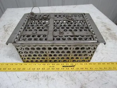 14-1/2" X 11" Stainless Steel Solvent Dip Wash Basket With Compartments & Lid