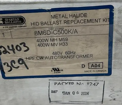 New | in-Stock SPARTAN BALLASTS 8M6D-C500K/A Lighting Ohio US | Surplus Asset Holdings #1238745