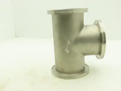 Pfeiffer Nor-Cal 3TISO100OF 4" Vacuum Tube ISO-K Flanged Pipe Tee 304 Stainless