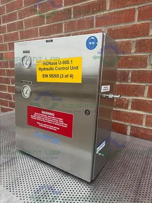 USED INTERFACE DEVICES H030/30 INTENSIFIER PUMP W/ MILLIPORE 20"X 9" X 24" ENCLOSURE