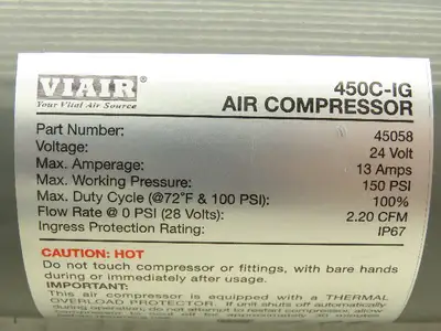 Viair 450C-IG Truck Mount Air Compressor 24-Volt 150 PSI 2.2 CFM Oil-Less